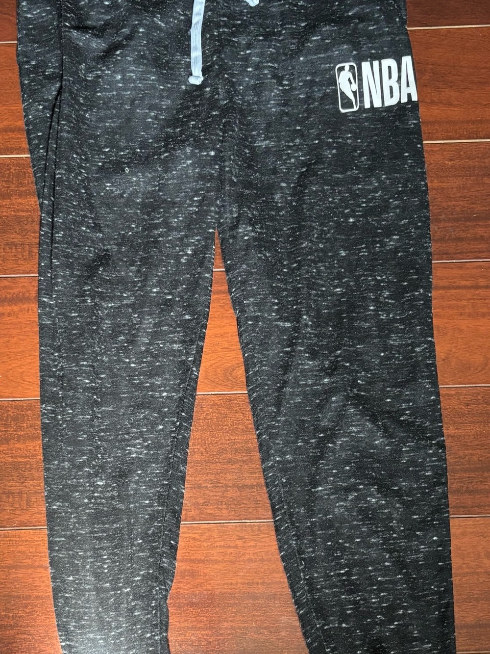 NBA Men’s Black Heathered Joggers with White Logo